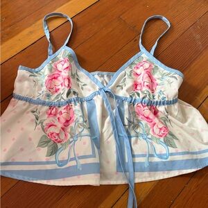 💙Ardene Floral Tank Top - Blue and Pink